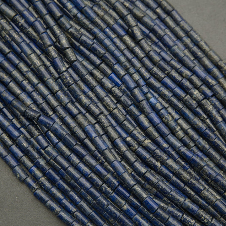Natural lapis lazuli cylindrical stone beads