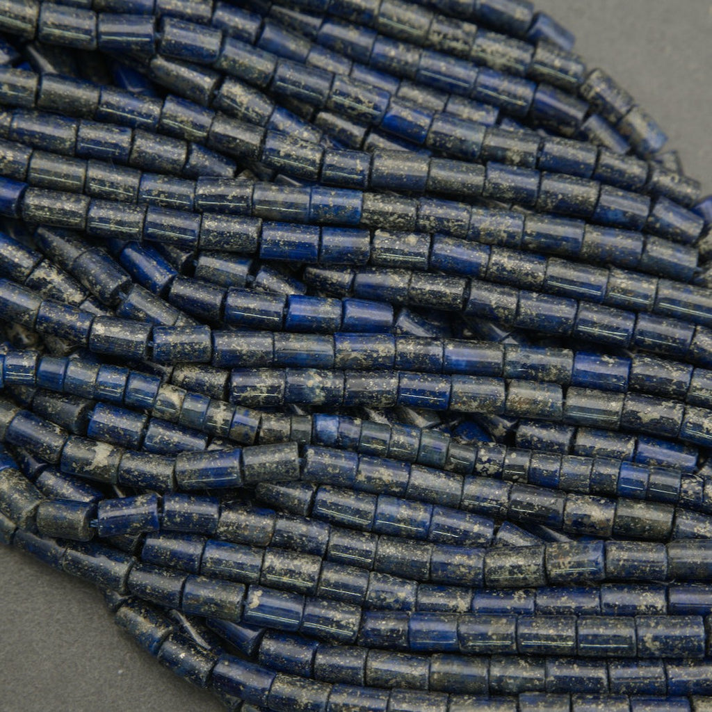 Blue lapis lazuli tube beads for jewelry making