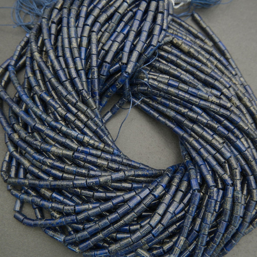 Natural lapis lazuli gemstone tube bead strands