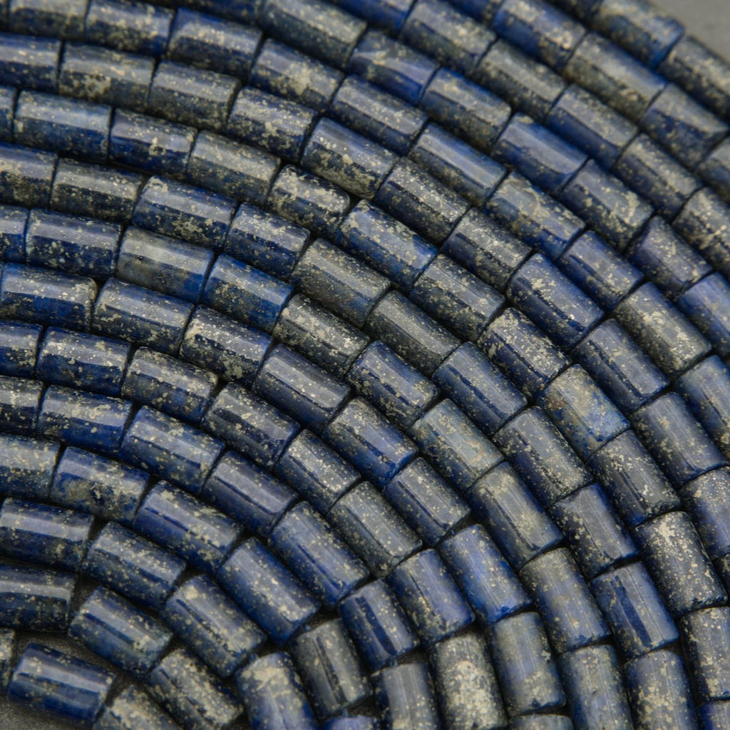 Lapis lazuli beads with calcite and pyrite tones