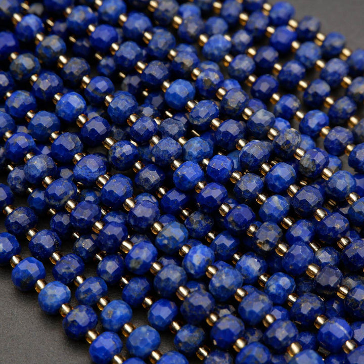Lapis Lazuli · Faceted · Rondelle · 6x8mm, Tejas Beads, Beads