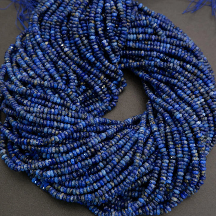 Lapis Lazuli · Microfaceted · Rondelle · 2x4mm, Tejas Beads, Beads