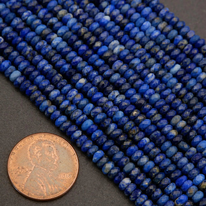Lapis Lazuli · Microfaceted · Rondelle · 2x4mm, Tejas Beads, Beads