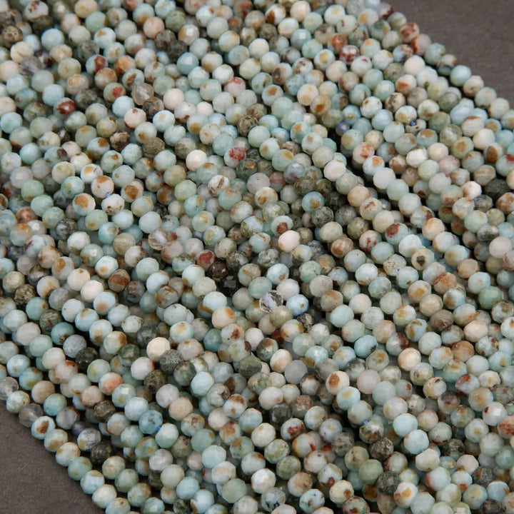 Larimar · Microfaceted · Rondelle · 3x4mm, Tejas Beads, Beads