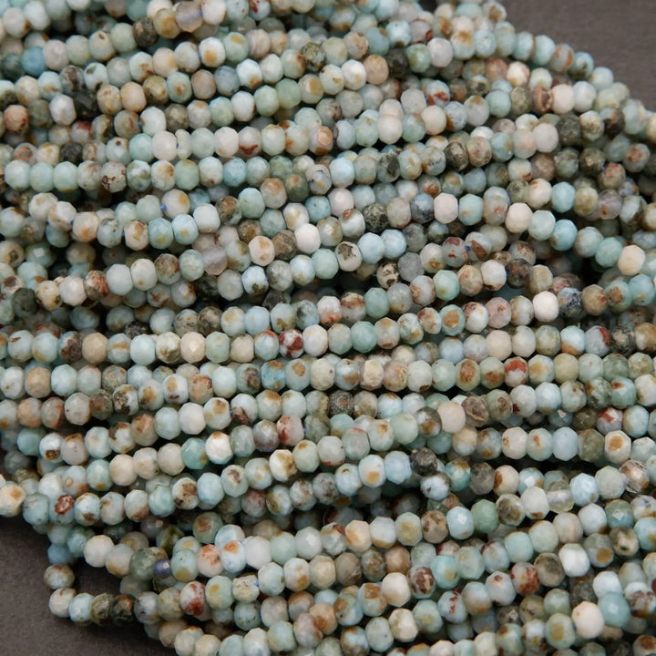 Larimar · Microfaceted · Rondelle · 3x4mm, Tejas Beads, Beads