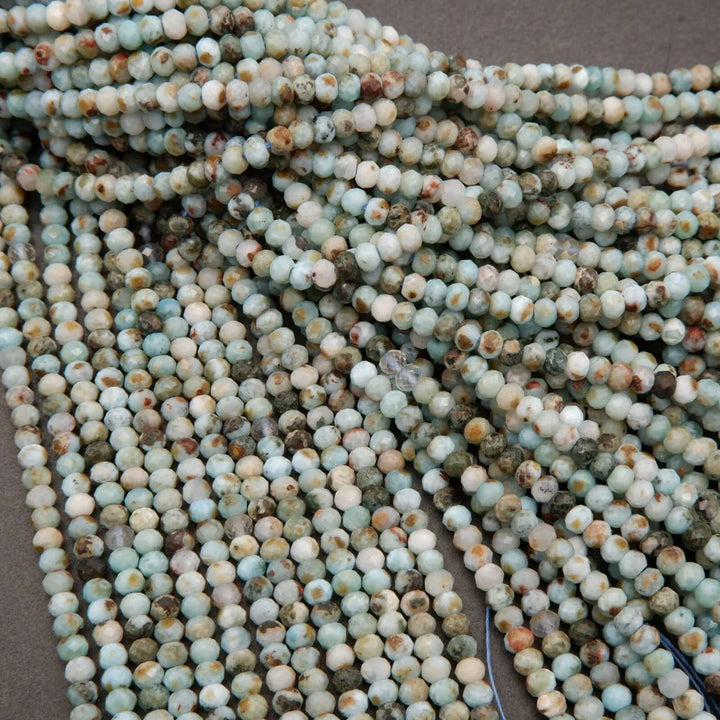 Larimar · Microfaceted · Rondelle · 3x4mm, Tejas Beads, Beads