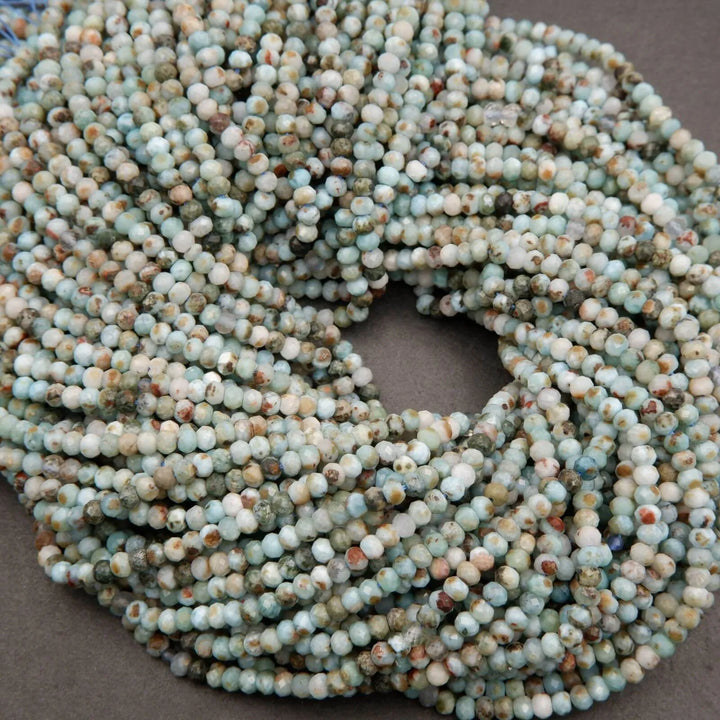 Larimar · Microfaceted · Rondelle · 3x4mm, Tejas Beads, Beads
