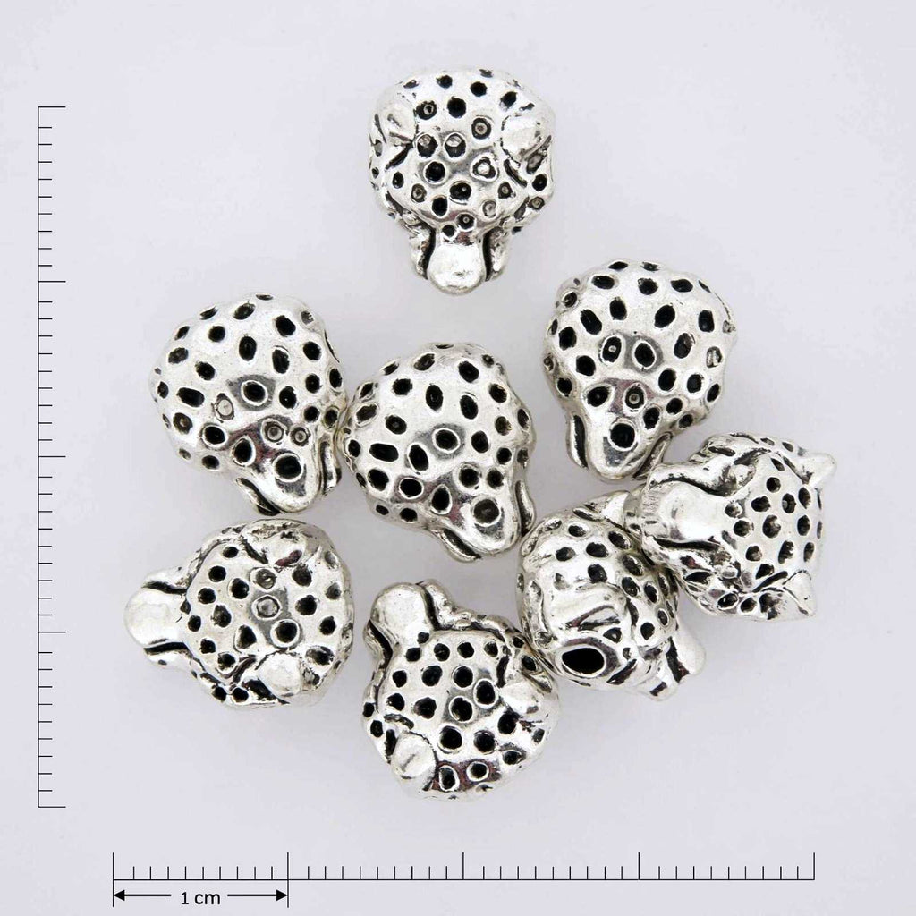 Silver leopard head jewelry findings.