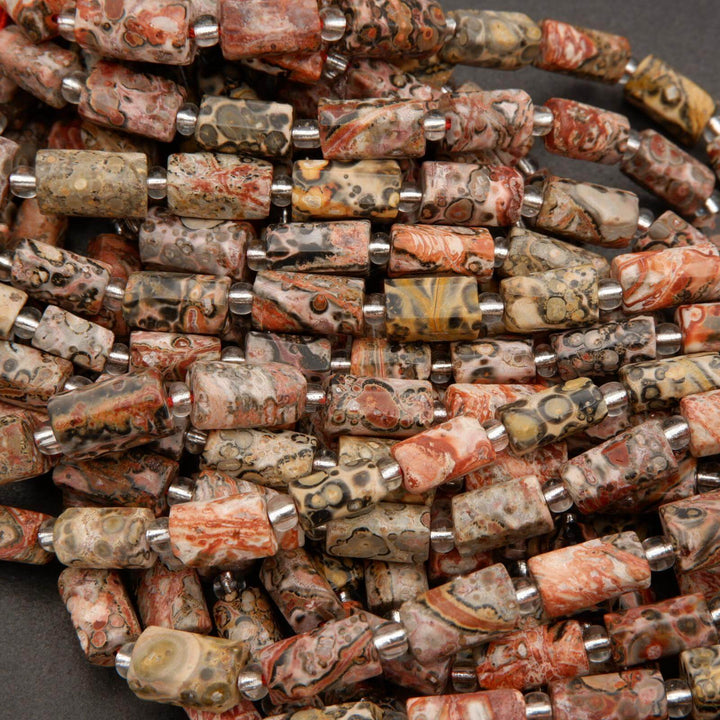 Leopard Skin Jasper · Smooth · Freeform Tube · 8mm, Tejas Beads, Beads