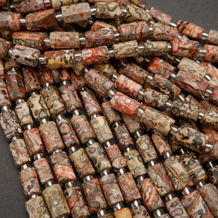 Leopard Skin Jasper · Smooth · Freeform Tube · 8mm, Tejas Beads, Beads