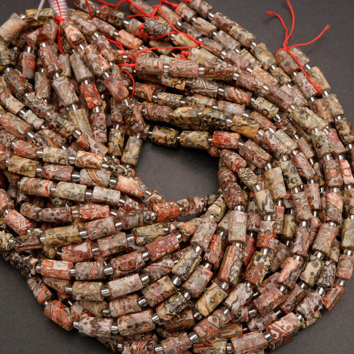 Leopard Skin Jasper · Smooth · Freeform Tube · 8mm, Tejas Beads, Beads