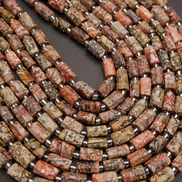 Leopard Skin Jasper · Smooth · Freeform Tube · 8mm, Tejas Beads, Beads