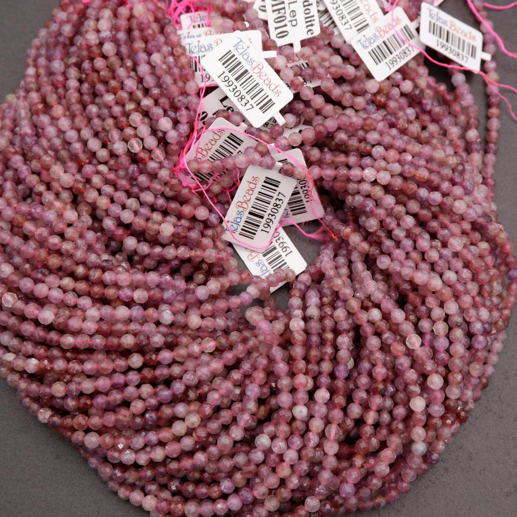 Purple and pink round faceted beads.