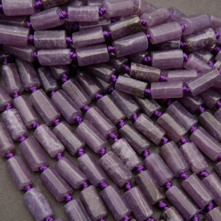Lepidolite · Smooth · Freeform Tube · 8mm, Tejas Beads, Beads