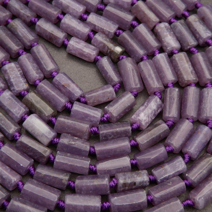 Lepidolite · Smooth · Freeform Tube · 8mm, Tejas Beads, Beads