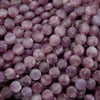 Natural lepidolite gemstone beads in soft lavender and lilac tones with mica shimmer