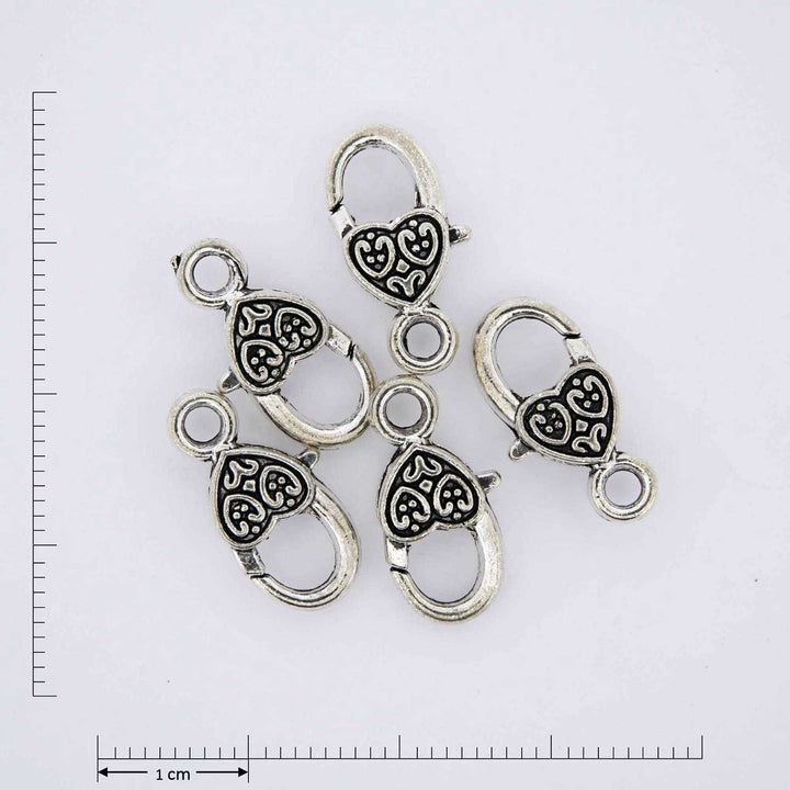Lobster clasp heart engraved silver jewelry findings