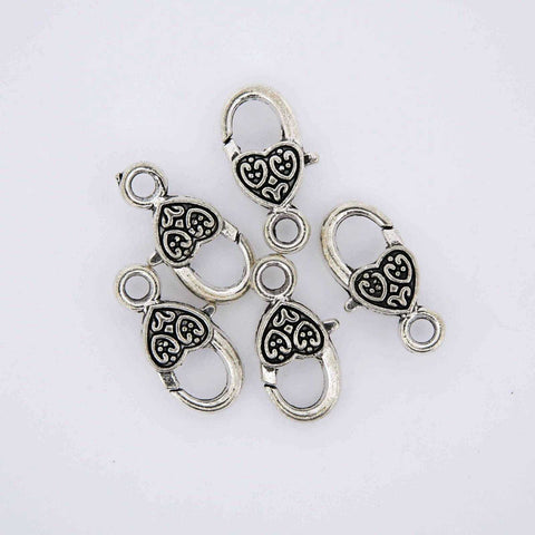 Lobster clasp heart engraved silver jewelry findings