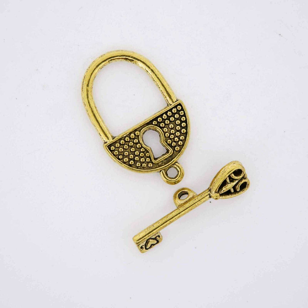 Lock and key jewelry clasp.