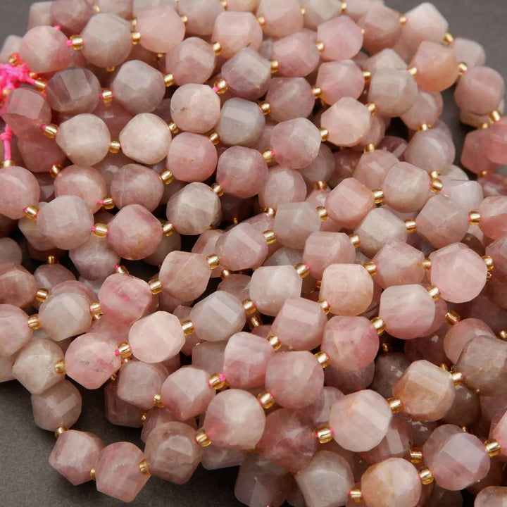 Madagascar Rose Quartz · Faceted · Spiral Sphere · 9mm, 11mm, Tejas Beads, Beads