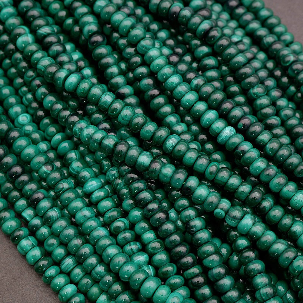 Close-up of green beads on a gray background