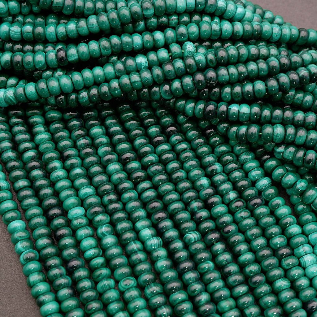 Close-up of green beads on a gray background