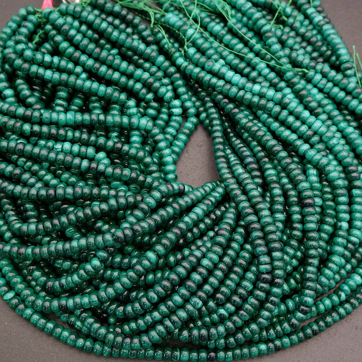 Green beads on a gray surface