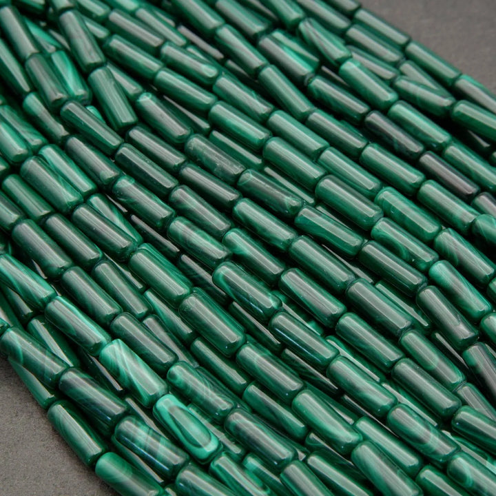 Malachite · Smooth · Tube · 4mm, Tejas Beads, Beads