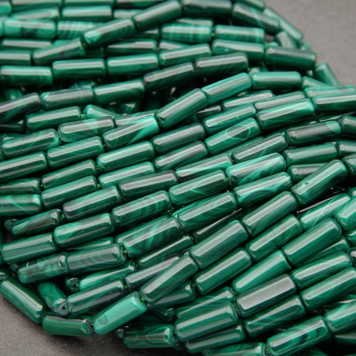 Malachite · Smooth · Tube · 4mm, Tejas Beads, Beads