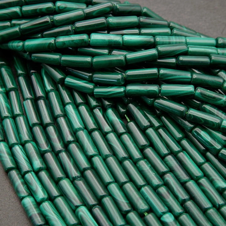Malachite · Smooth · Tube · 4mm, Tejas Beads, Beads