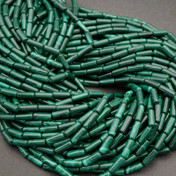 Malachite · Smooth · Tube · 4mm, Tejas Beads, Beads