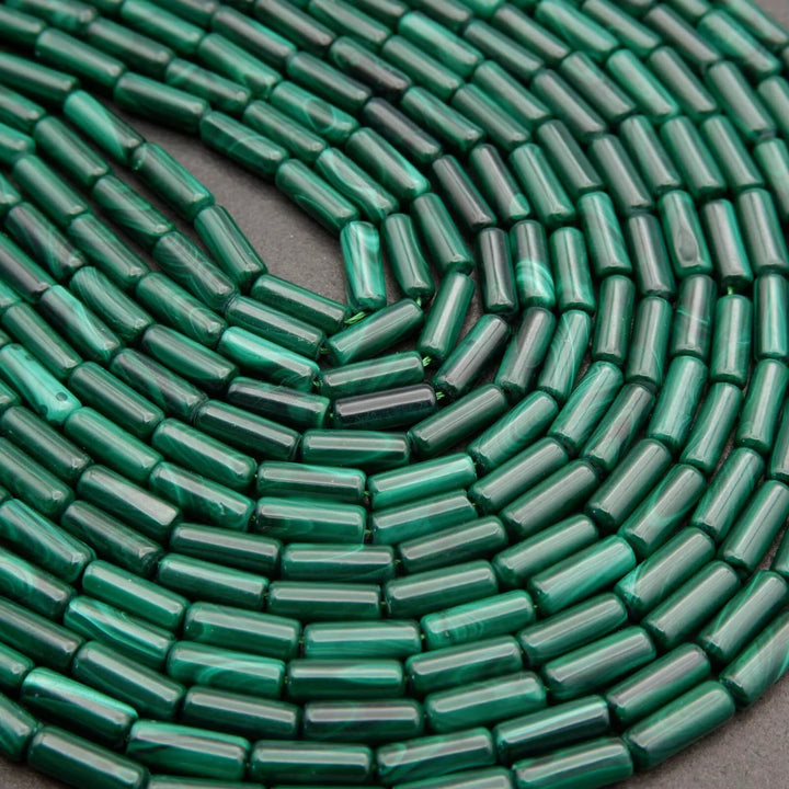 Malachite · Smooth · Tube · 4mm, Tejas Beads, Beads