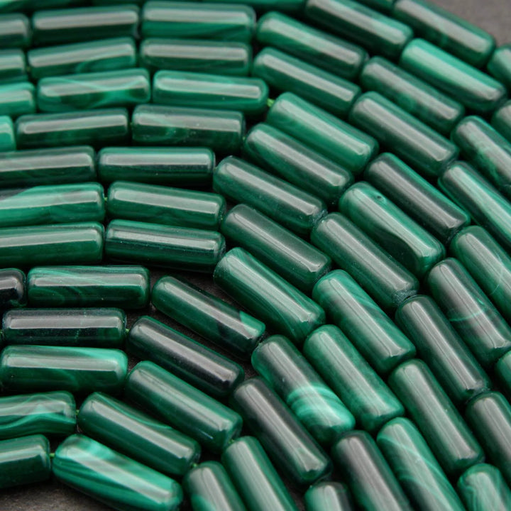 Malachite · Smooth · Tube · 4mm, Tejas Beads, Beads