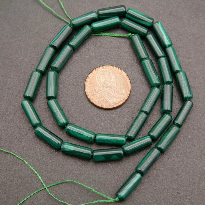 Malachite · Smooth · Tube · 4mm, Tejas Beads, Beads