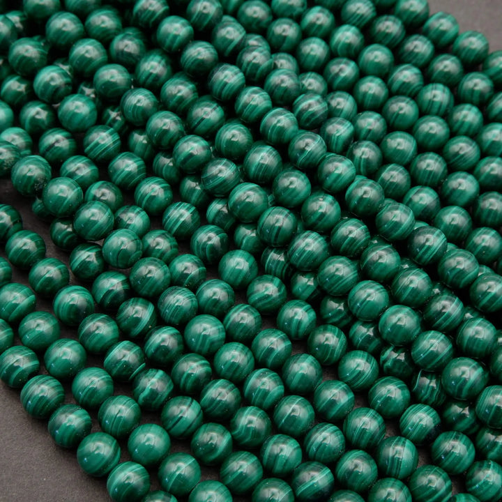 Malachite A+ · Smooth · Round · 6mm, 8mm, 10mm, Tejas Beads, Beads