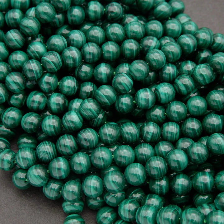 Malachite A+ · Smooth · Round · 6mm, 8mm, 10mm, Tejas Beads, Beads