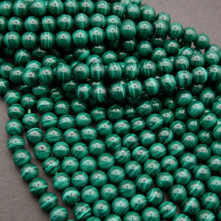 Malachite A+ · Smooth · Round · 6mm, 8mm, 10mm, Tejas Beads, Beads