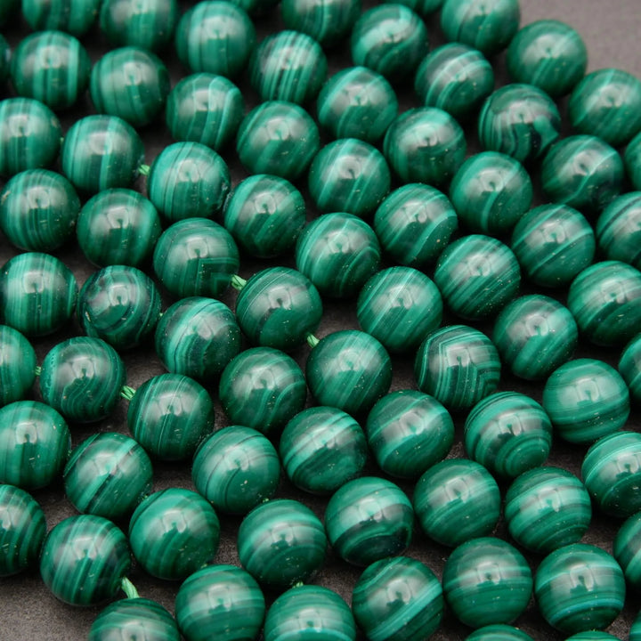 Malachite A+ · Smooth · Round · 6mm, 8mm, 10mm, Tejas Beads, Beads