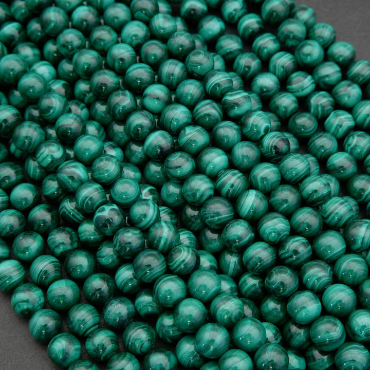 Malachite A · Smooth · Round · 6mm, 8mm, 10mm, Tejas Beads, Beads
