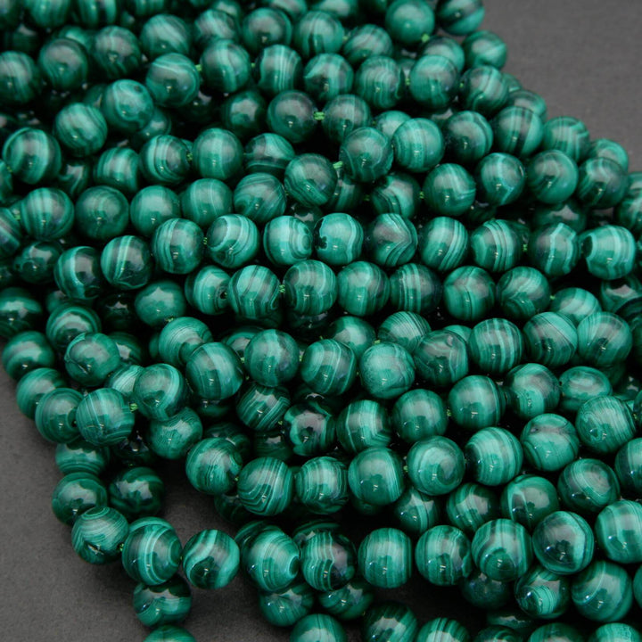 Malachite A · Smooth · Round · 6mm, 8mm, 10mm, Tejas Beads, Beads