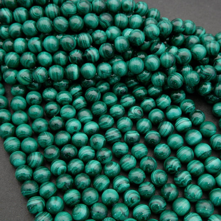 Malachite A · Smooth · Round · 6mm, 8mm, 10mm, Tejas Beads, Beads