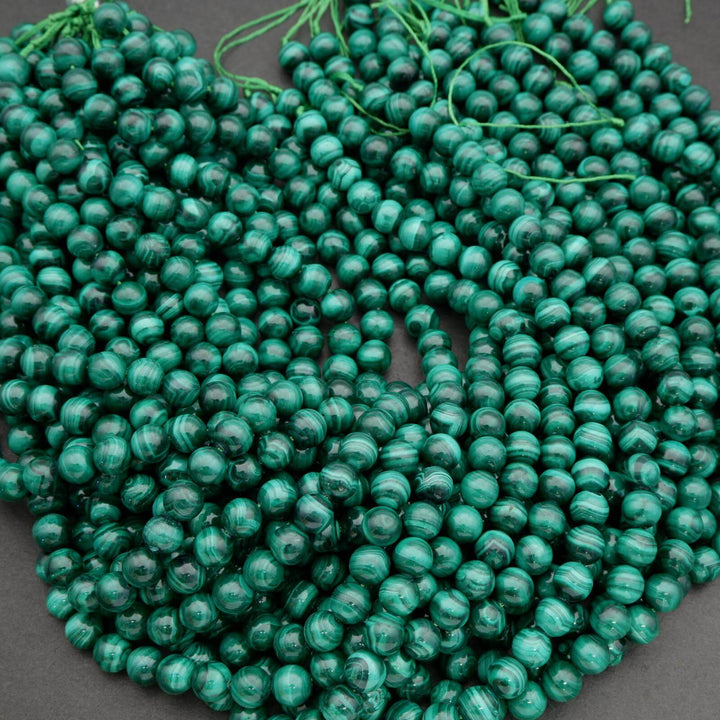 Malachite A · Smooth · Round · 6mm, 8mm, 10mm, Tejas Beads, Beads
