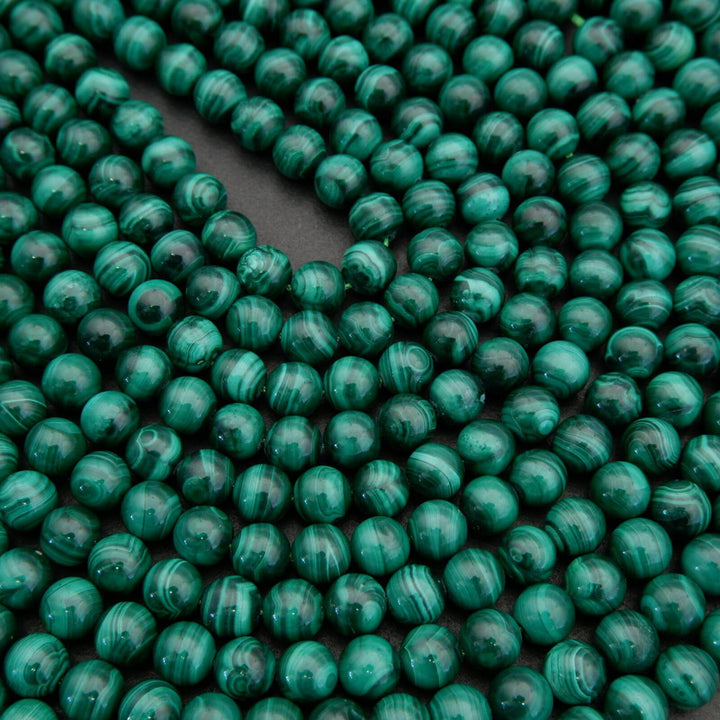 Malachite A · Smooth · Round · 6mm, 8mm, 10mm, Tejas Beads, Beads