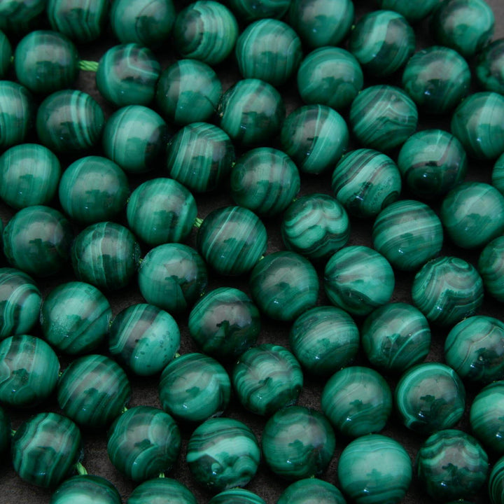 Malachite A · Smooth · Round · 6mm, 8mm, 10mm, Tejas Beads, Beads