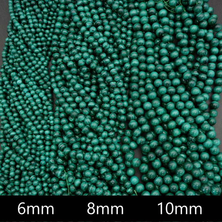 Malachite A · Smooth · Round · 6mm, 8mm, 10mm, Tejas Beads, Beads