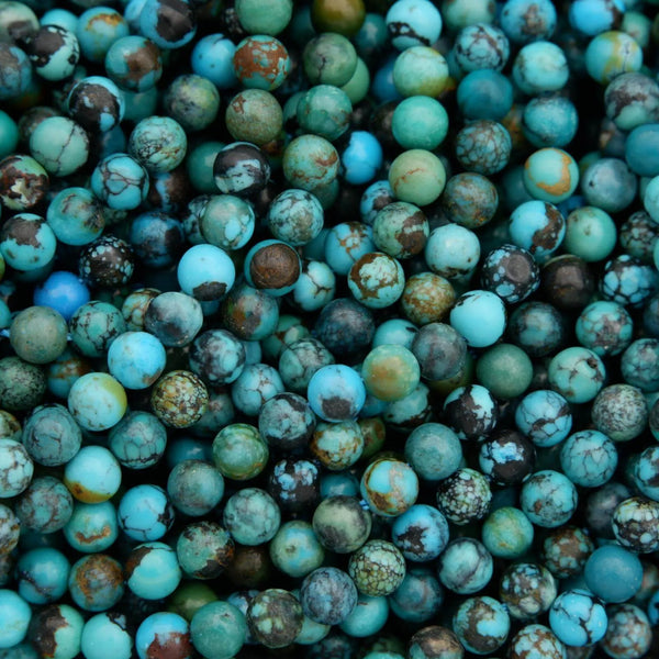 Close-up of turquoise and brown beads