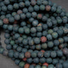 Deep green matte finish bloodstone beads.