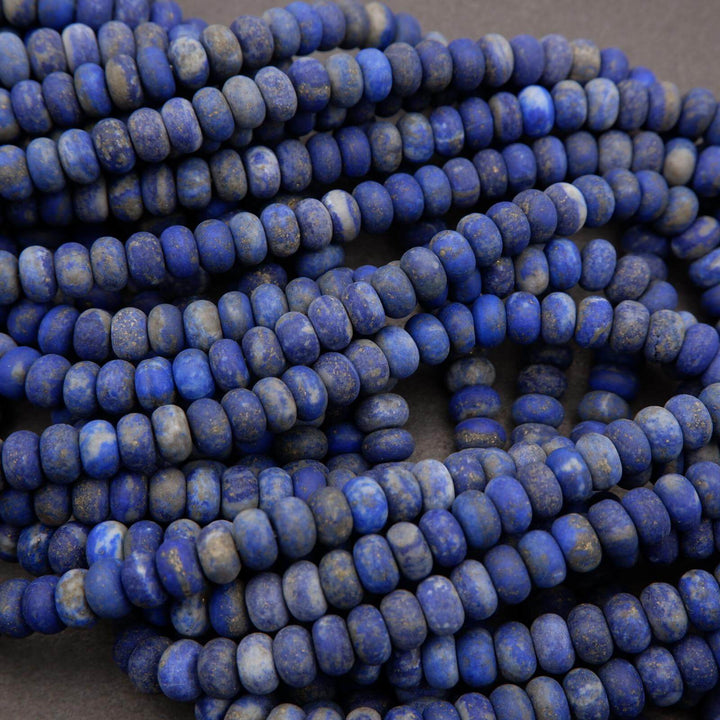 Matte finish blue lapis lazuli beads.