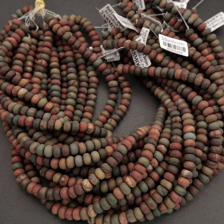 Red Creek Jasper · Matte · Rondelle · 5x8mm, Tejas Beads, Beads