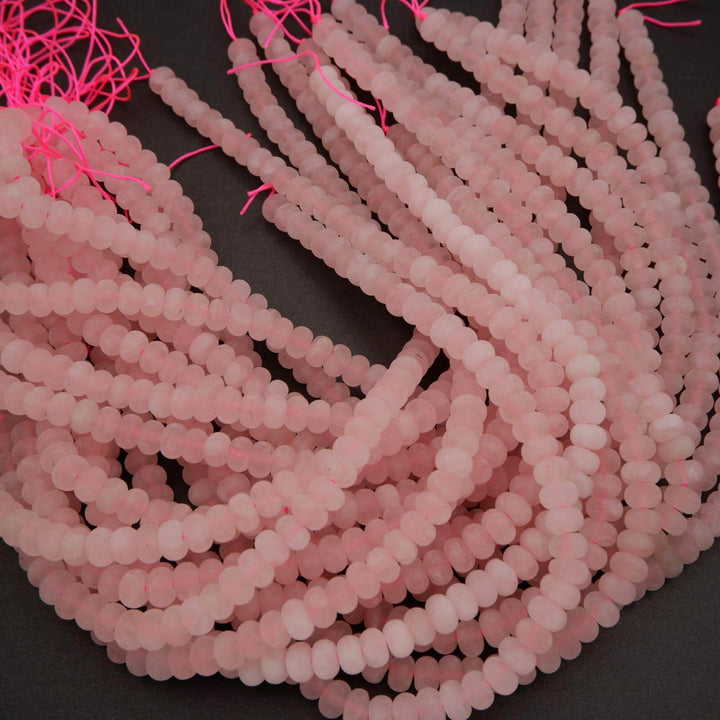 Rose Quartz · Matte · Rondelle · 6mm, 8mm, Tejas Beads, Beads